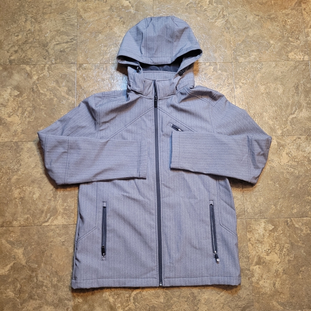 BKE Sport Riley Jacket Mens Large L Gray Full Zip Hooded Pockets Lined